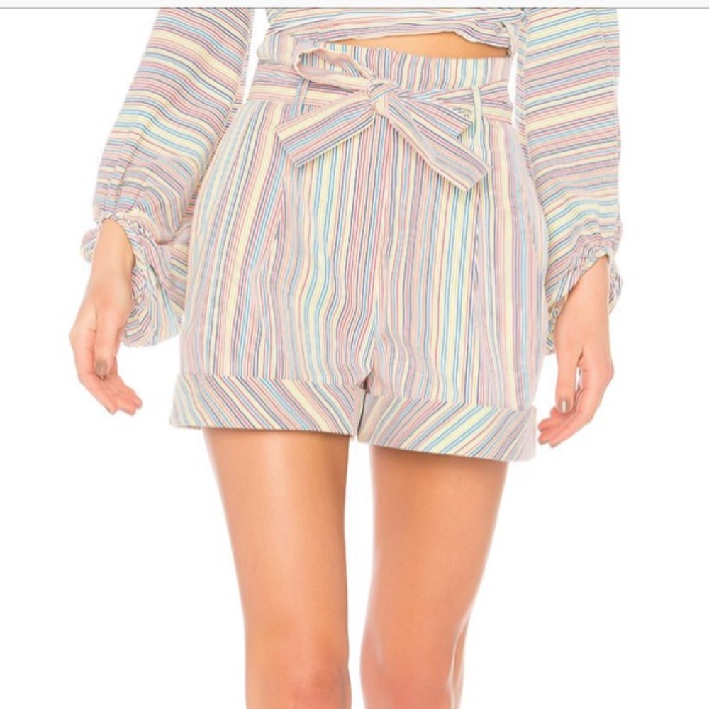 NICHOLAS rainbow striped belted shorts